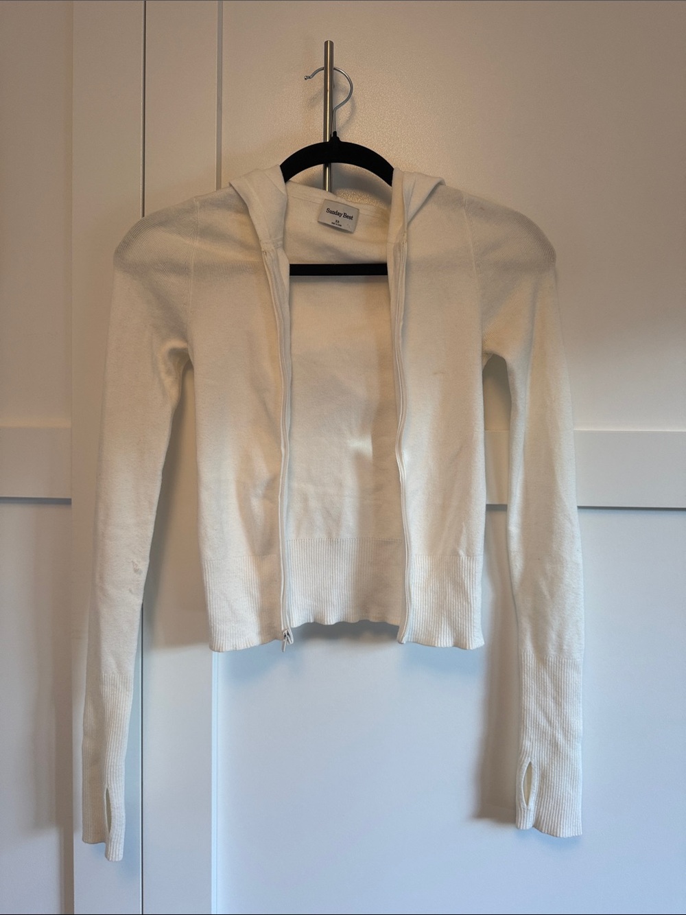 Sunday Best (Aritzia) Off-White Light-weight Hooded Zip Cardigan